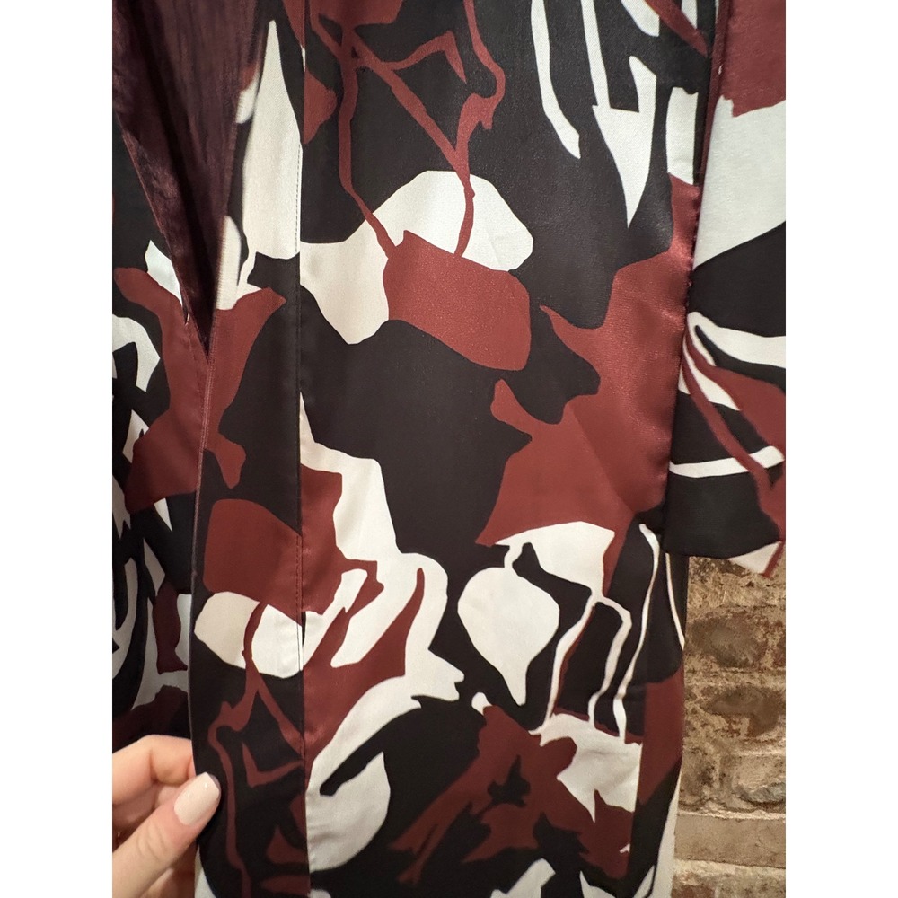 Chico's Marrakesh Long Kimono Ruana Burgundy Black Abstract Size 3 XL NWT - Picture 5 of 7